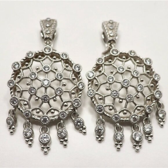 Judith Ripka Sterling 925 sterling Silver Large Round Dangle Drop Earrings - Picture 1 of 14